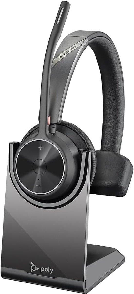 SnelShoppen - Draadloze Office/Call Center Headset met USB-a Adapter, Bluetooth 5.2, Boom Microfoon, Oplaadstandaard, Zwart - Ideaal voor Thuiswerk en