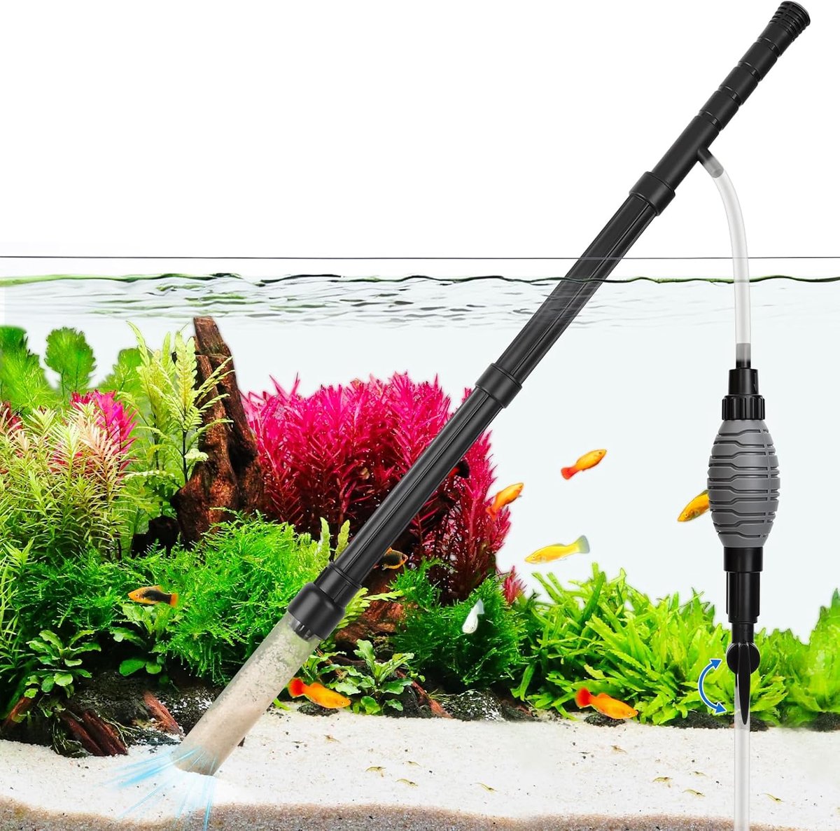 SnelShoppen - Aquariumreiniger, Mulmzuiger voor Handmatige Waterverversing, Regelbare Doorstroming, Ergonomische Handgreep, Perfect voor Zandreiniging