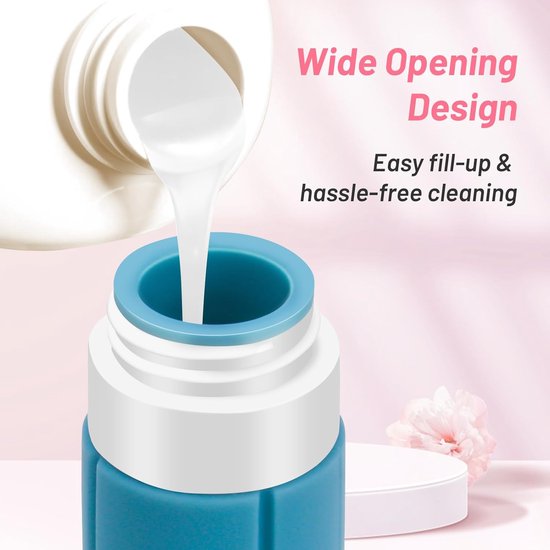 SnelShoppen - 4 Stuks Silicone Reisflessen 100ml - Herbruikbare Squeeze Flessen voor Shampoo, Lotion, Cosmetica - Lekvrije Ontwerp, Zacht Siliconen Ma van Snelshoppen — afbeelding 4