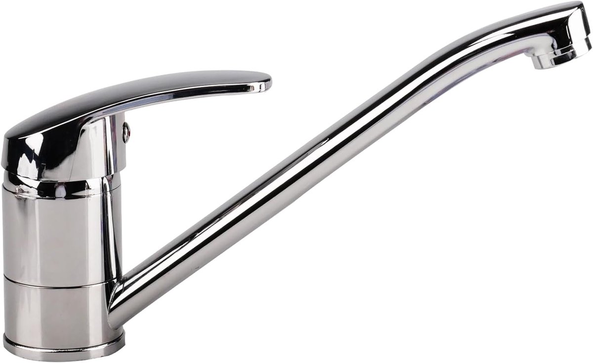 SnelShoppen - Keukenkraan 360° Draaibaar - Mengkraan met Keramische Cartridge - Wastafelkraan met Eénhendelmengkraan - Chroom - 60 cm Koude-Warmwaters