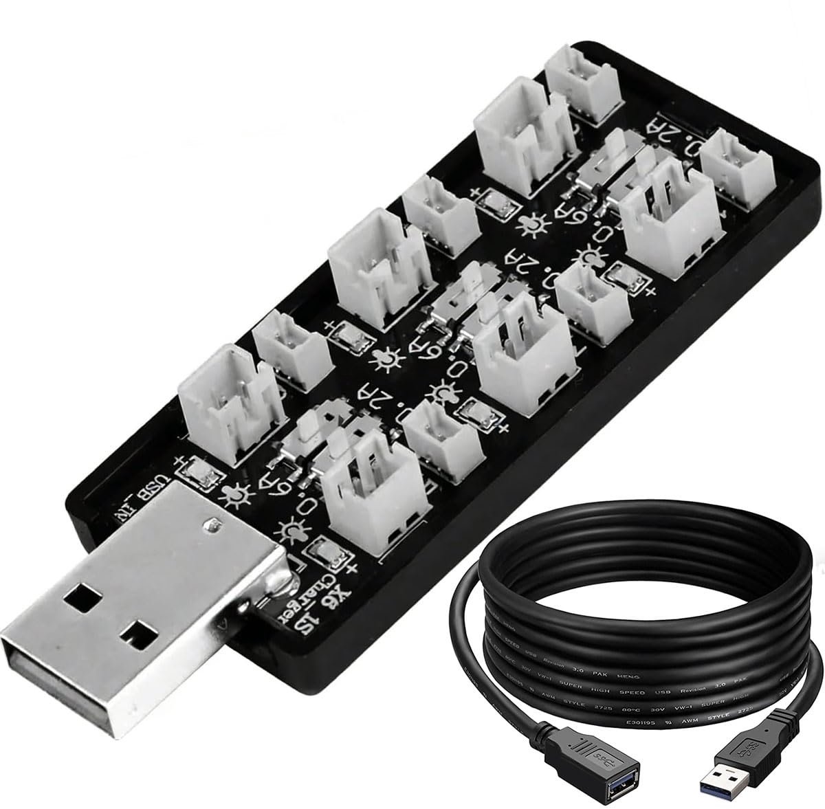 SnelShoppen - 1S LiPo-accu USB-lader 6-kanaals voor 3,7V/4,20V met micro-JST 1,25 en JST-PH 2,0 stekker - Perfect voor Tiny Whoop en Blade Inductrix
