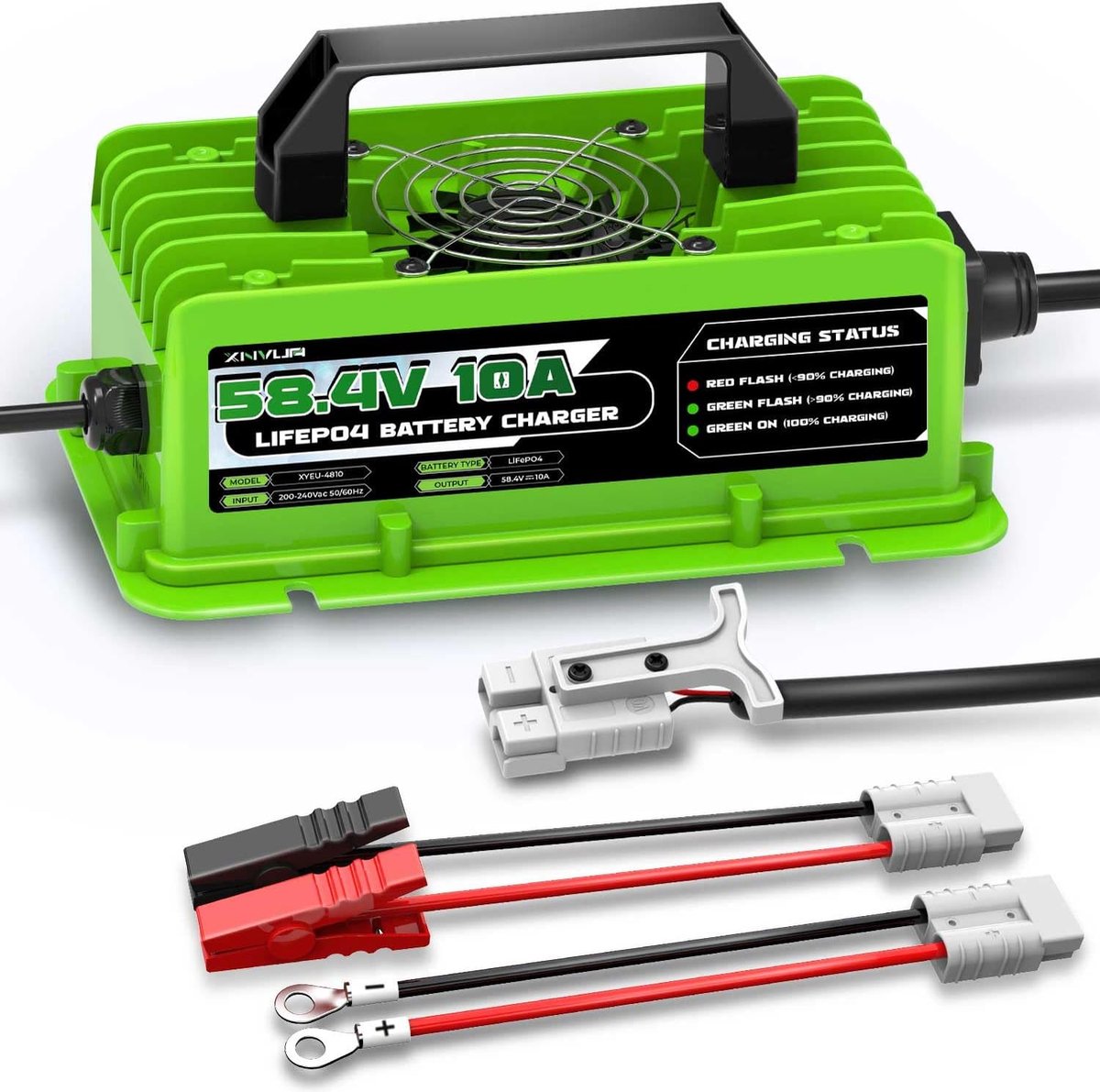 SnelShoppen - LiFePO4 58.4V 10A Acculader voor 48V (51.2V) Lithium Batterijen - Intelligente Oplader met Bescherming Functies