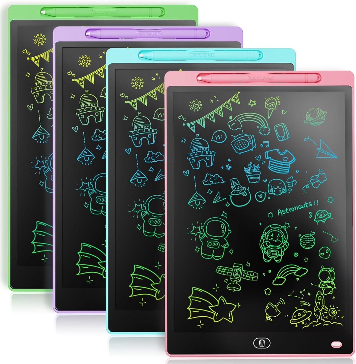 SnelShoppen - LCD Schrijftablet 8.5 Inch, 4 Stuks, Kleurige Doodle Bord Educatief Speelgoed, Elektronisch Tekentablet voor Kinderen, Cadeau voor Jonge