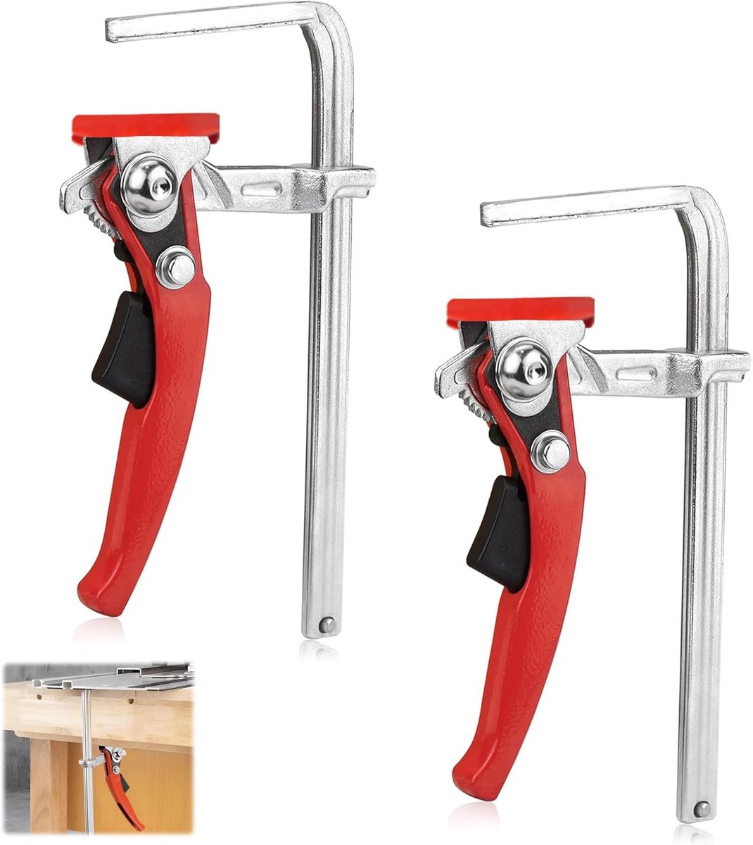 SnelShoppen - Screw Clamps 160 x 60 mm - 2 Stuks Volledige Staal Klemring, Tafel Klem Voor Snijden en Schuren, Ergonomisch Ontwerp, Hoogte 60 mm