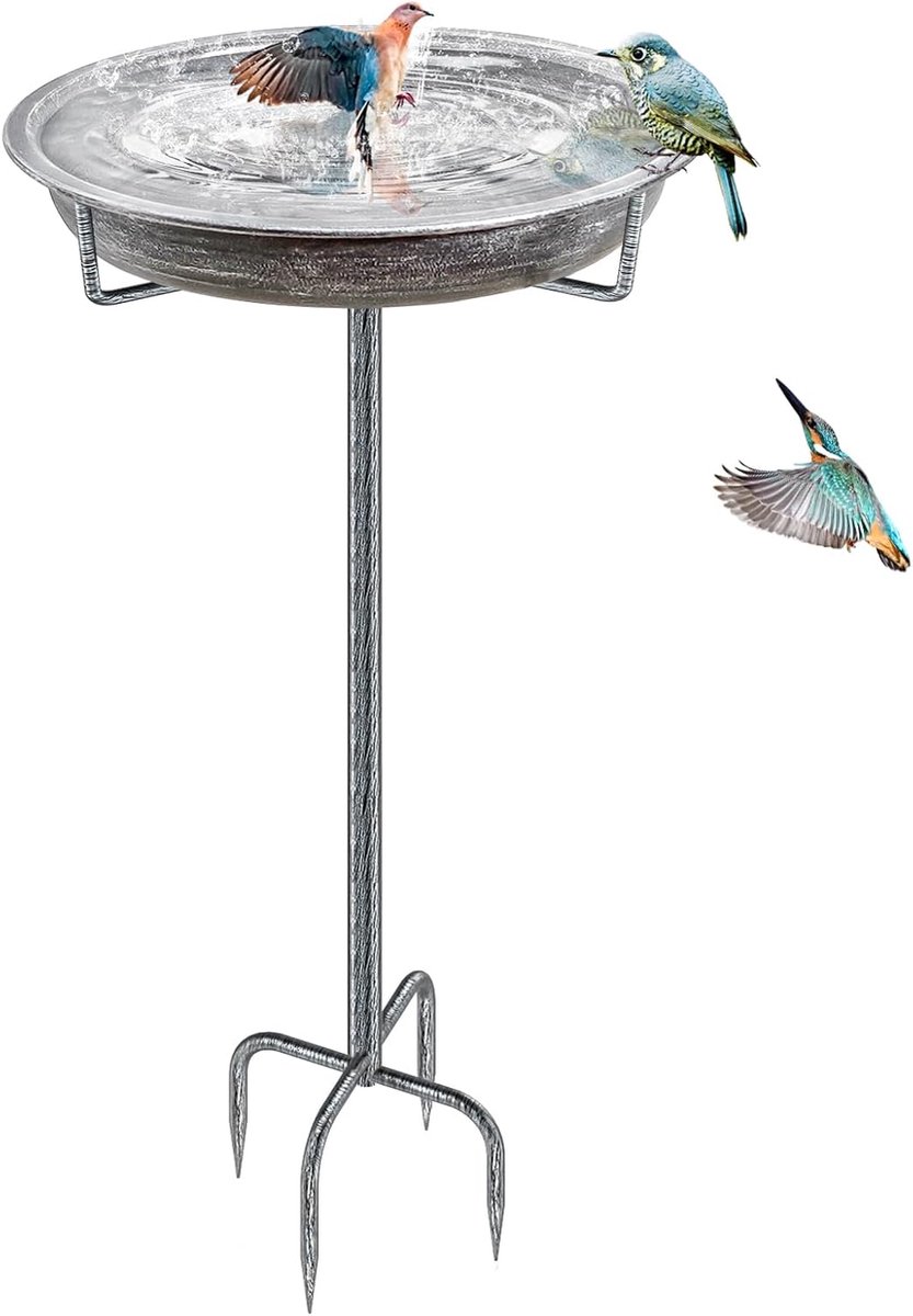 SnelShoppen - Bird Drinking Bowl Buiten - Retro Tuin Vogelbad van Metaal - 92x27cm - Frost Free Water Bowl voor Wilde Vogels - Elegante Decoratie voor