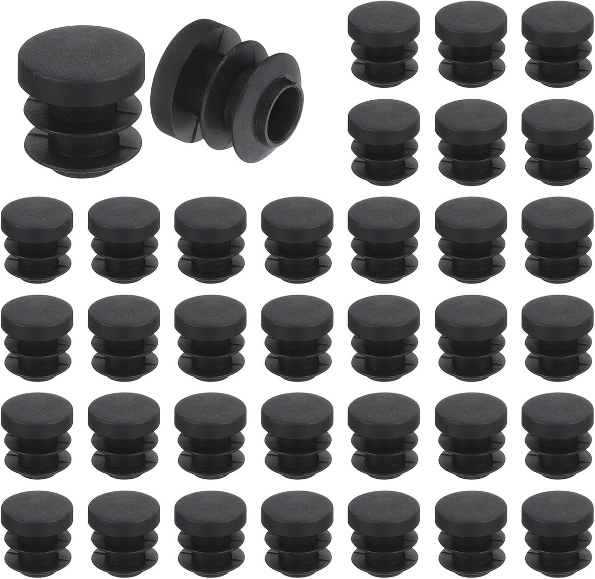 SnelShoppen - 36 Stuks Rond Plastic Caps voor Buis met 12-14mm Binnenmaat, Zwarte Einddoppen voor Meubelbescherming, Kunststof, Schokbestendig, 16mm B