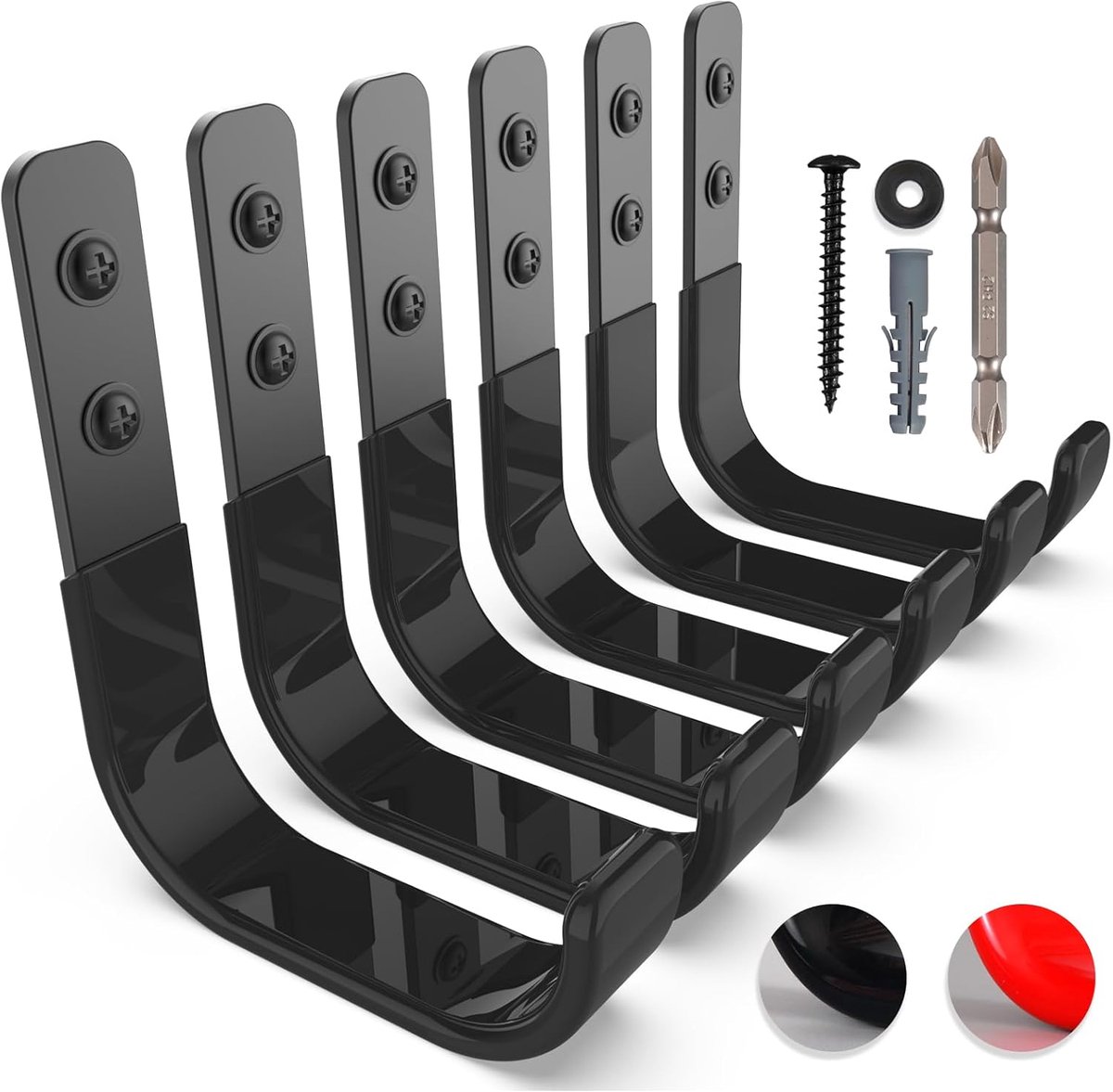 SnelShoppen - Garagehaken 10 cm Zware Wandhaken - Ladderhangers voor Garageopslag - Stalen Utility-J Tuinslanghouder - Gereedschapsorganisatoren Zwart