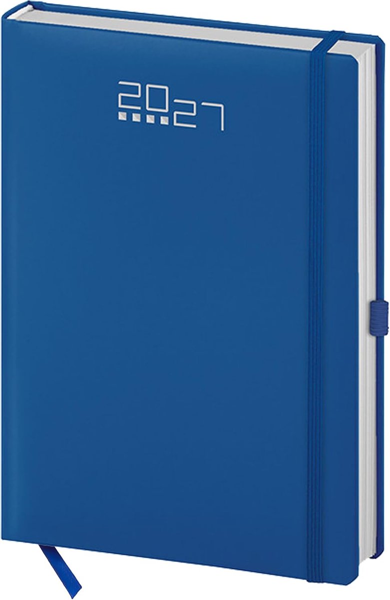 SnelShoppen - Jaaragenda 2027 A5 Luxe Dagagenda Koningsblauw, 336 Pagina's, Meertalig met Elastiek & Penhouder, Professionele Planner voor Kantoor, We