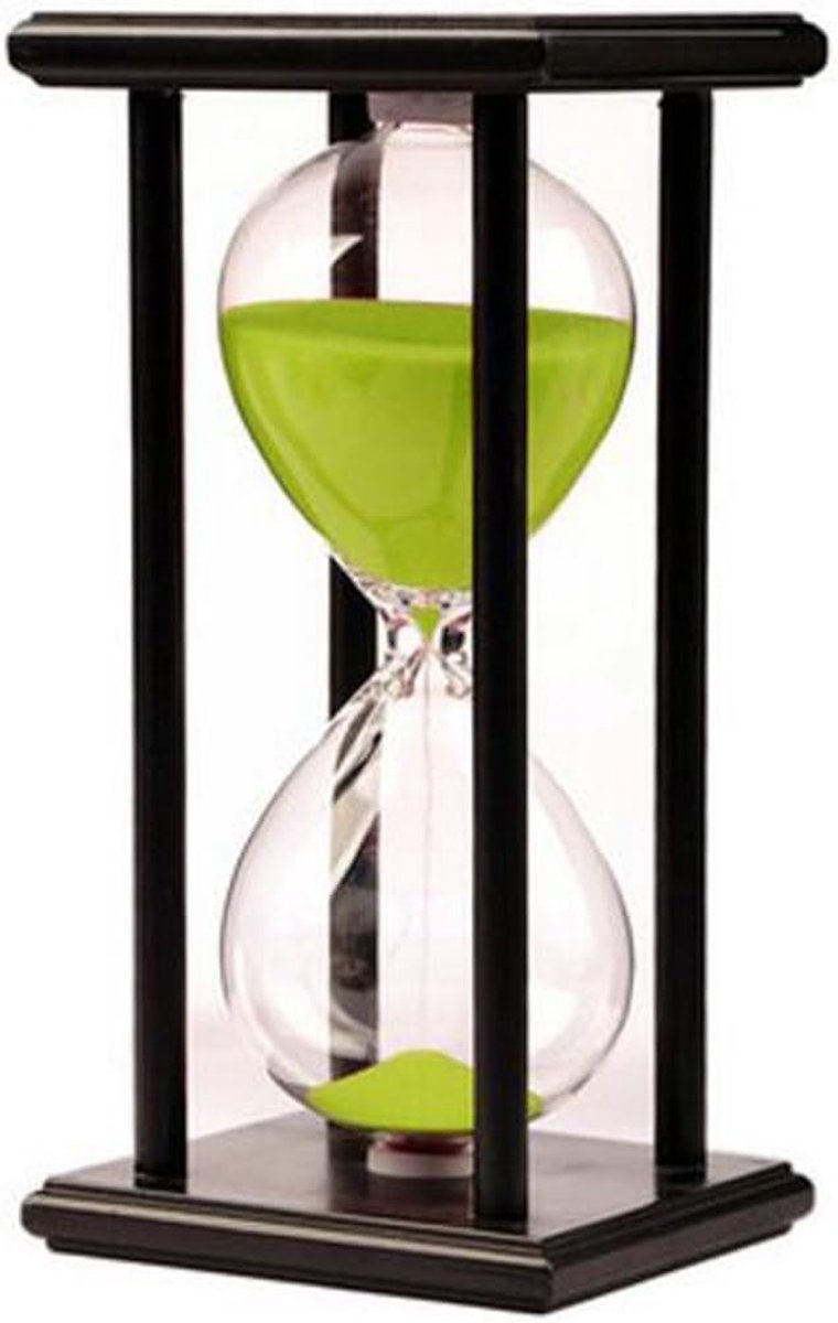 SnelShoppen - Zandloper Timer Klok 30 Minuten - Houten Frame Decoratie - Groen - Bureau Ornament voor Woonkamer, Koffietafel, School en Spel