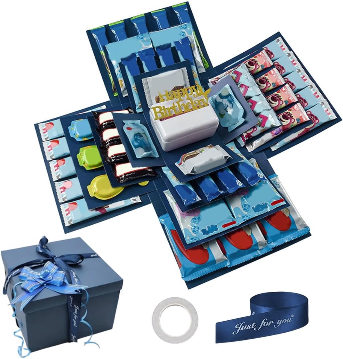 SnelShoppen - 5-laagse Creatieve Geschenkdoos, DIY Explosie Geschenkdoos 19,5cm, Valentijnsdag, Verjaardag, Bruiloft, Scrapbooking Box voor Foto's en