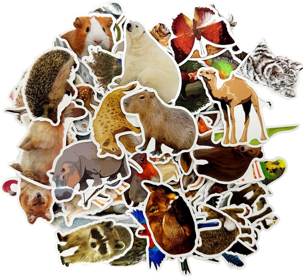 Thijox - 100 Dierenstickers - Realistische Waterdichte Fotostickers voor Kinderen - Herbruikbare Bosdierenstickers - Grappige PVC Stickers voor Feest,