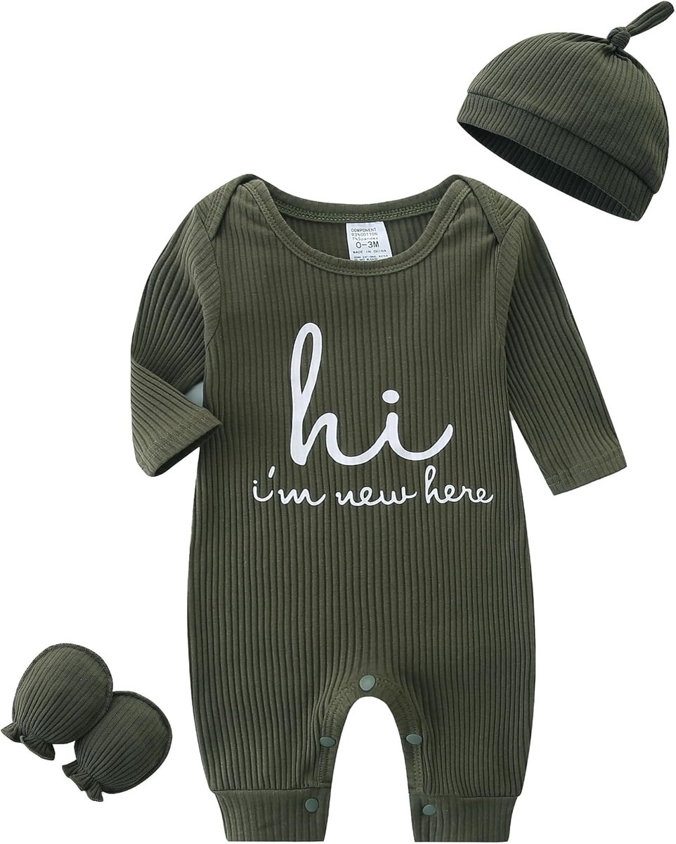 SnelShoppen - Jumpsuit voor baby's, meisjes, jongens, katoen, rompertje 0-3 maanden, uniseks overall, lange mouwen, kliksluiting, comfortabele babypyj