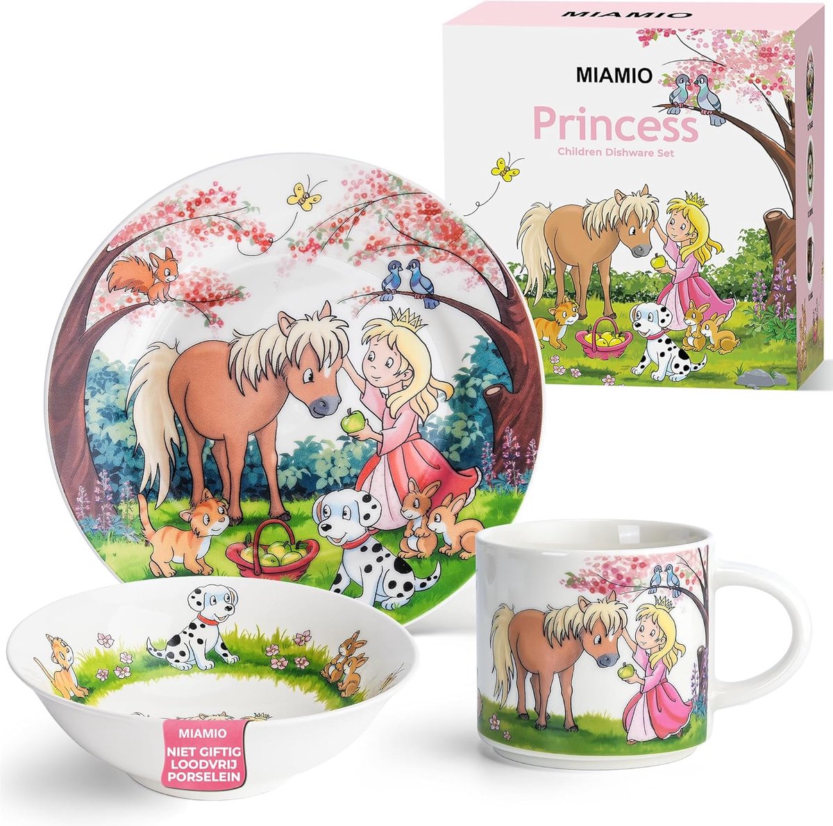 SnelShoppen - 3-delig kinderservies voor kinderen en peuters - Borden, kommen, kopjes - Kleurrijk en duurzaam servies - Perfect voor feestjes, tuin, e