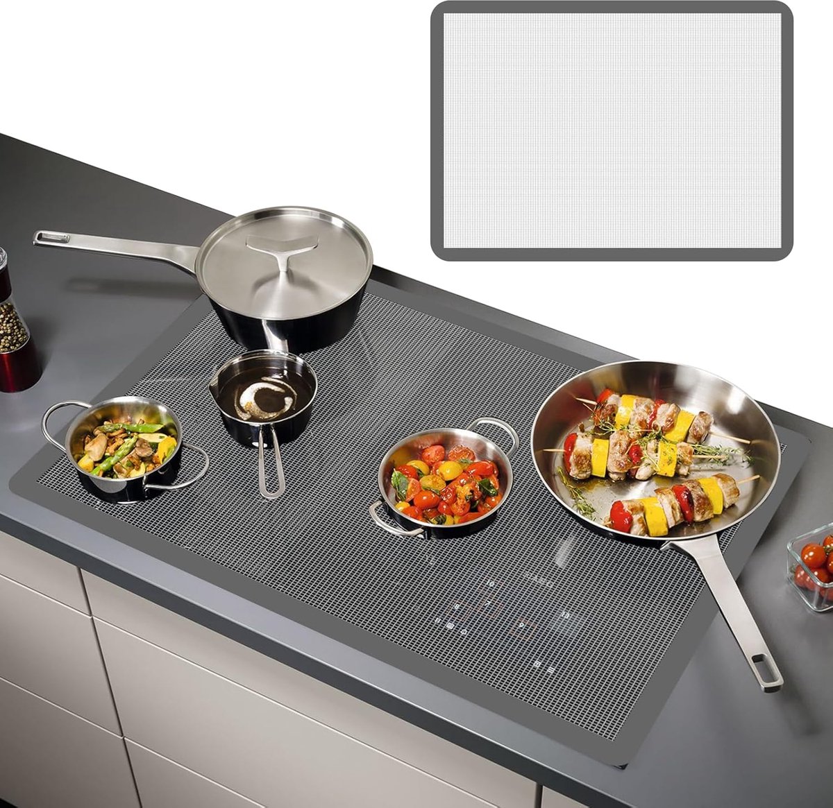 Thijox - Inductiemat 80 x 52 cm - Siliconen Multifunctioneel, Herbruikbaar, Antislip en Krasbestendig - Beschermmat voor Inductiekookplaten, Tafelmat