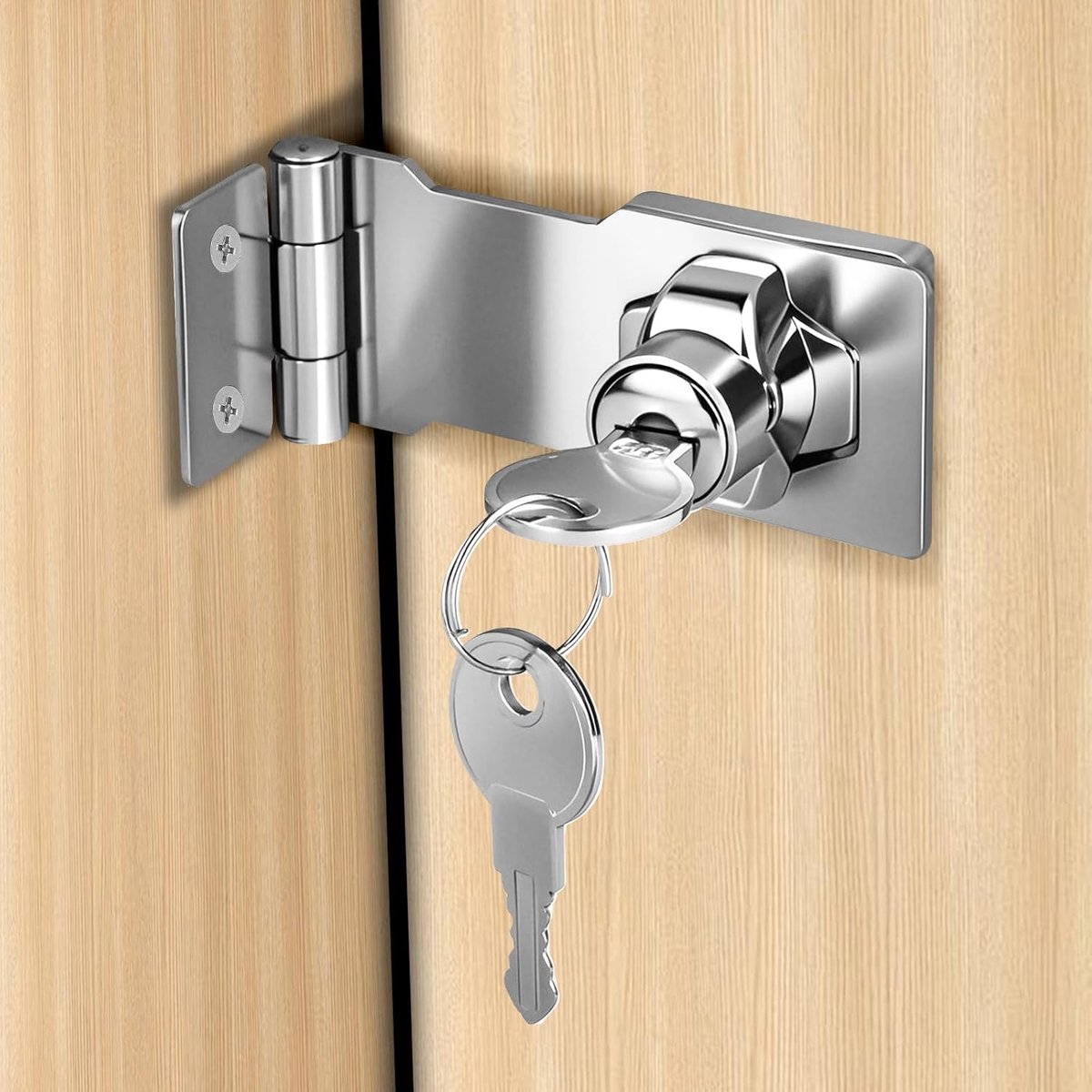 SnelShoppen - Flintronic 3-Inch Sleutelslot met Hangslot, Zilveren Deurslot met Draai Knop en Sleutel voor Kast, Lade, Poort - Veilig en Duurzaam