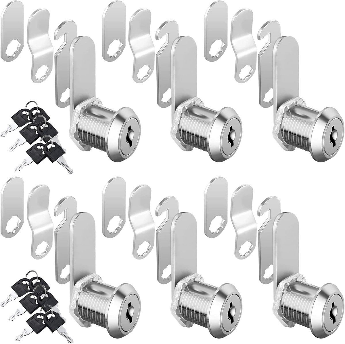 SnelShoppen - 6-delige brievenbus slot set met 4 verschillende slotplaten (30mm) voor extra veiligheid en privacy