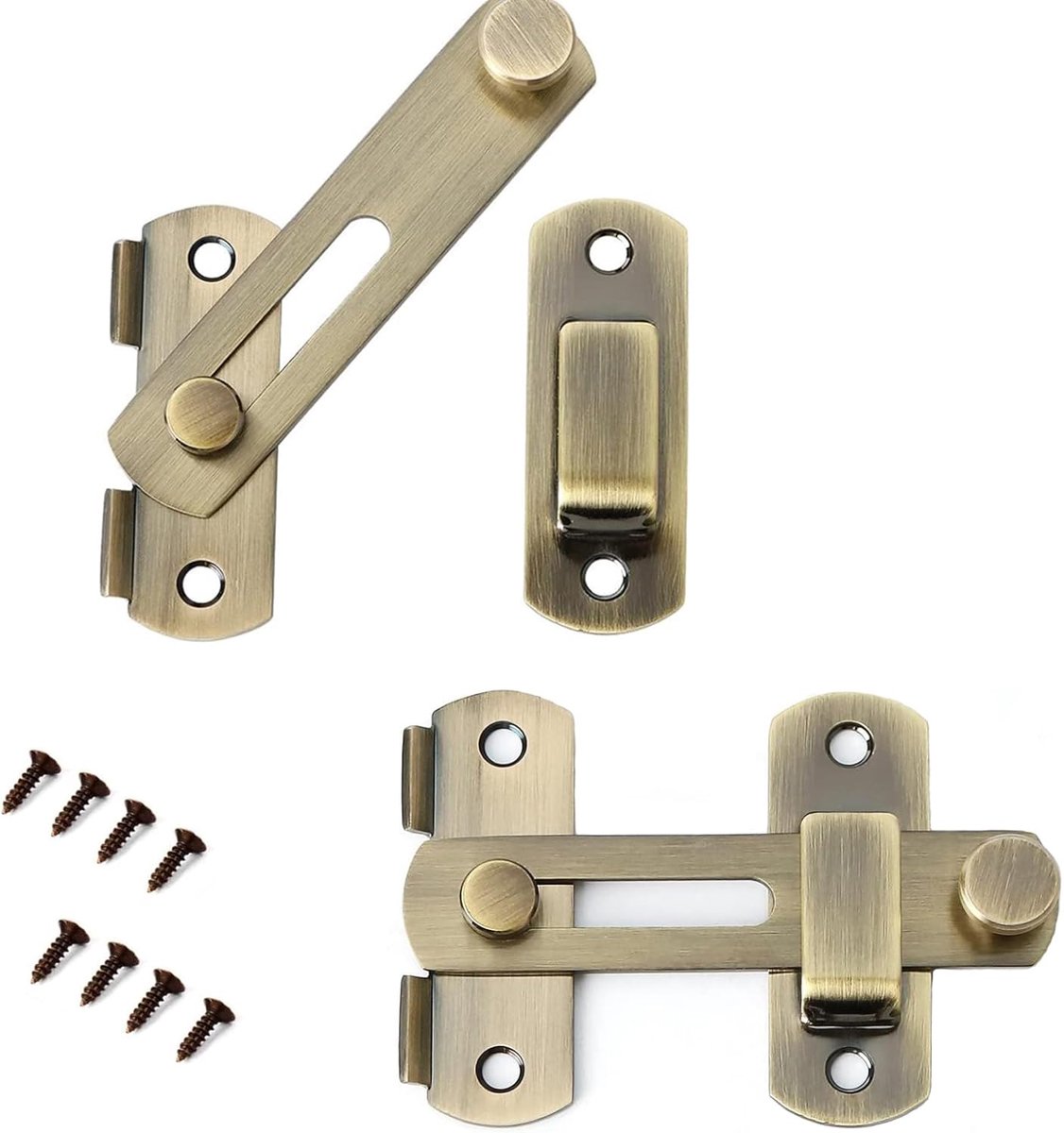 SnelShoppen - 2 Stuks RVS Flip Latch Deursluiters, Roestvrijstalen Veiligheidslock met Schroeven voor Deur, Raam, Meubel, Badkamer, Glijdende Deur
