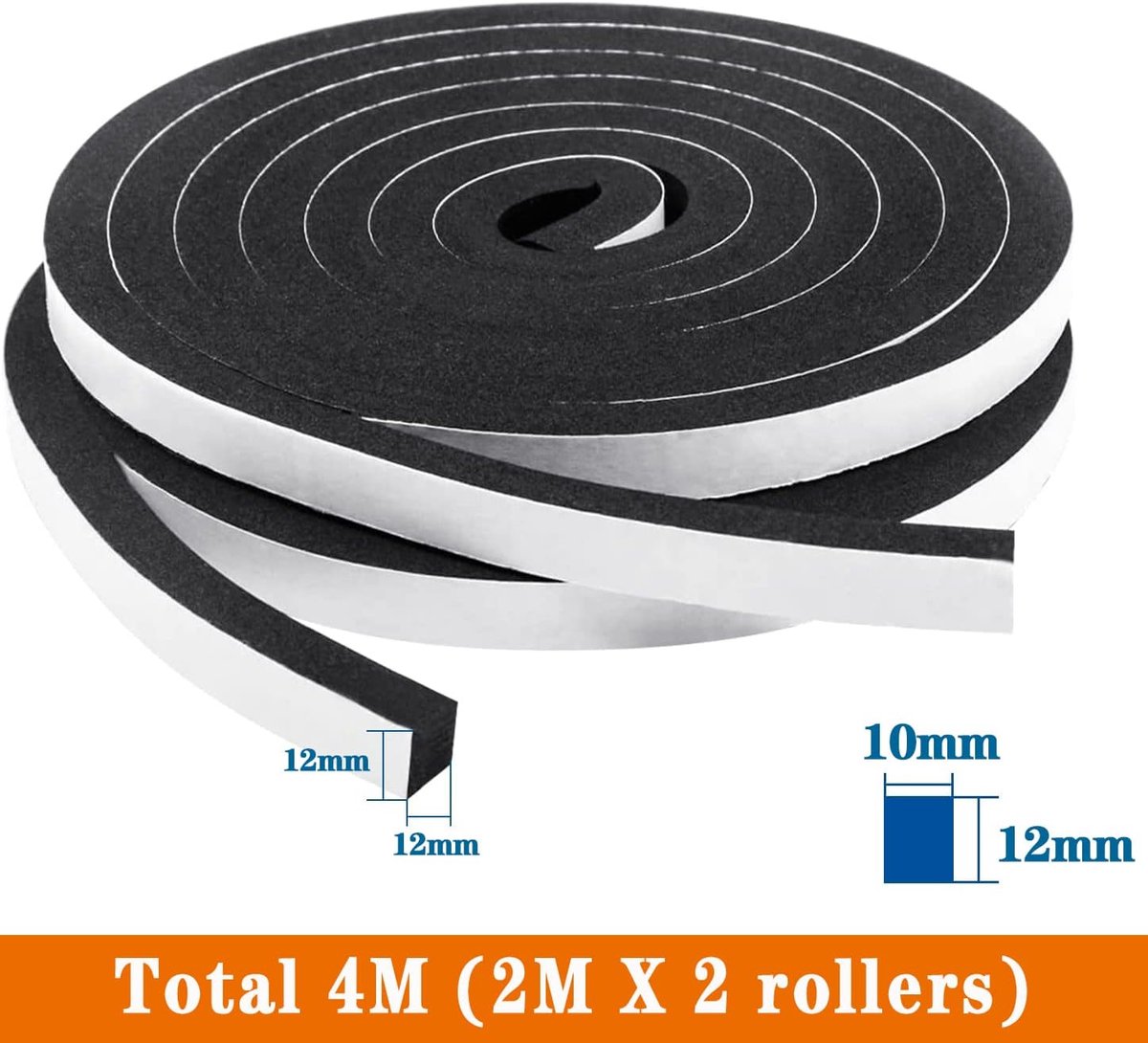 SnelShoppen - Sealing Tape Zelfklevend voor Deuren en Ramen, Schuim Tape, Deurafdichting voor Geluiddemping en Isolatie, Rubber Seal voor Kasten en Ko