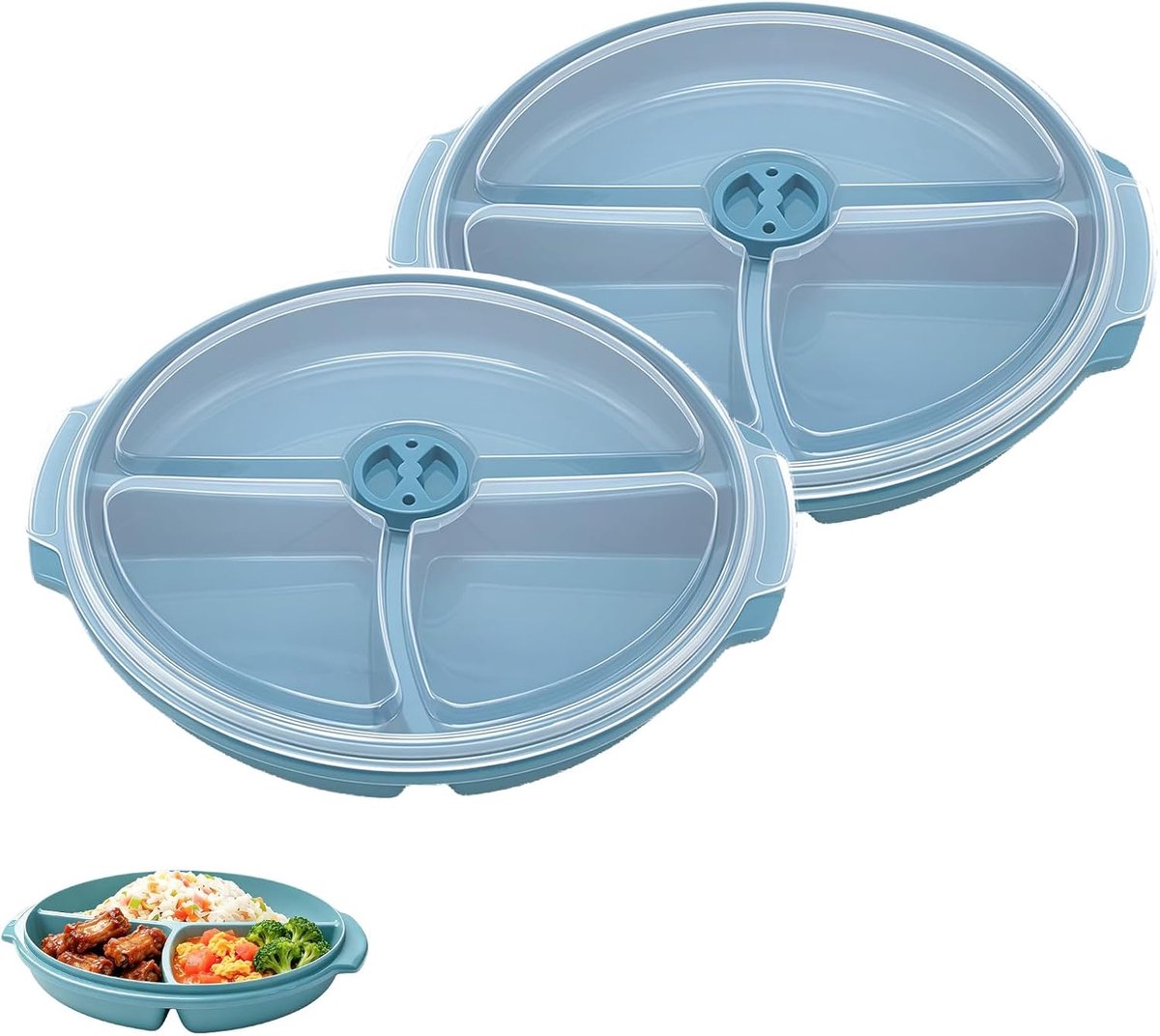 SnelShoppen - Magnetron Plateaus met Deksel - 25 x 23 x 4 cm - BPA-vrij, Herbruikbaar, Magnetronbestendig - Ideaal voor Verwarmen, Invriezen, 2 Stuks