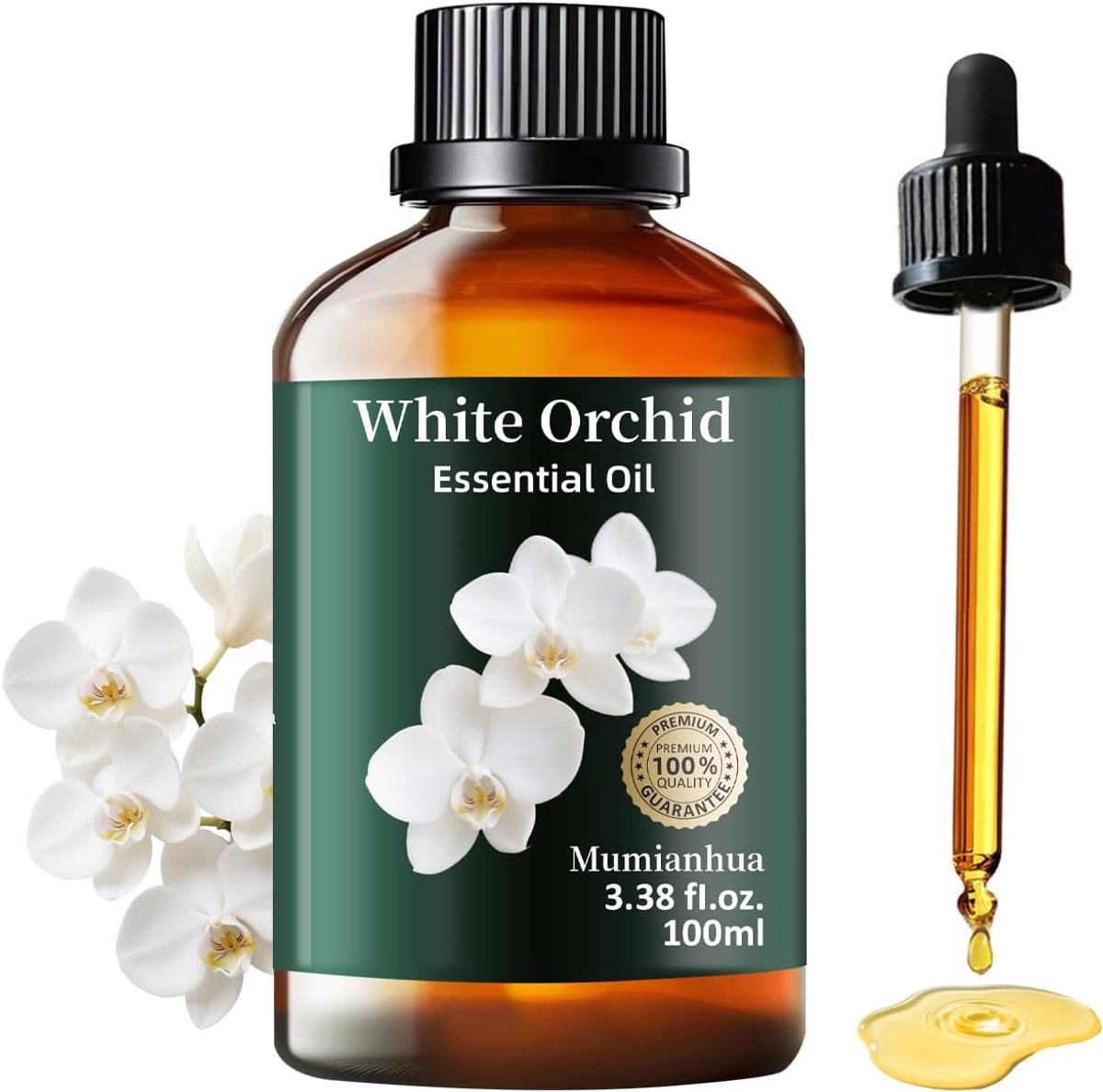 SnelShoppen - Mumianhua Orchidee Olie 100ml - Pure Witte Orchidee Aromatherapie Olie voor Diffuser, Huidverzorging, Shampoo, Parfum, Kaarsen, Zeep - E