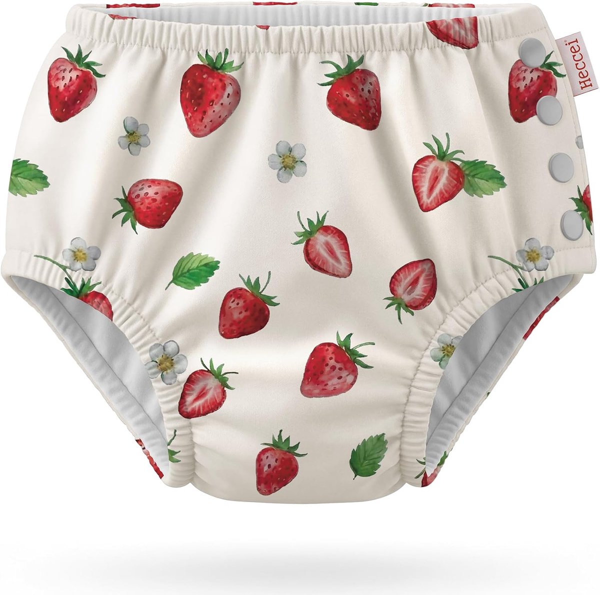SnelShoppen - Herbruikbare Baby zwemluier, zwemshort met verstelbare band, huidvriendelijke zwemluiers voor jongens en meisjes (Aardbeien, 18-24 maand