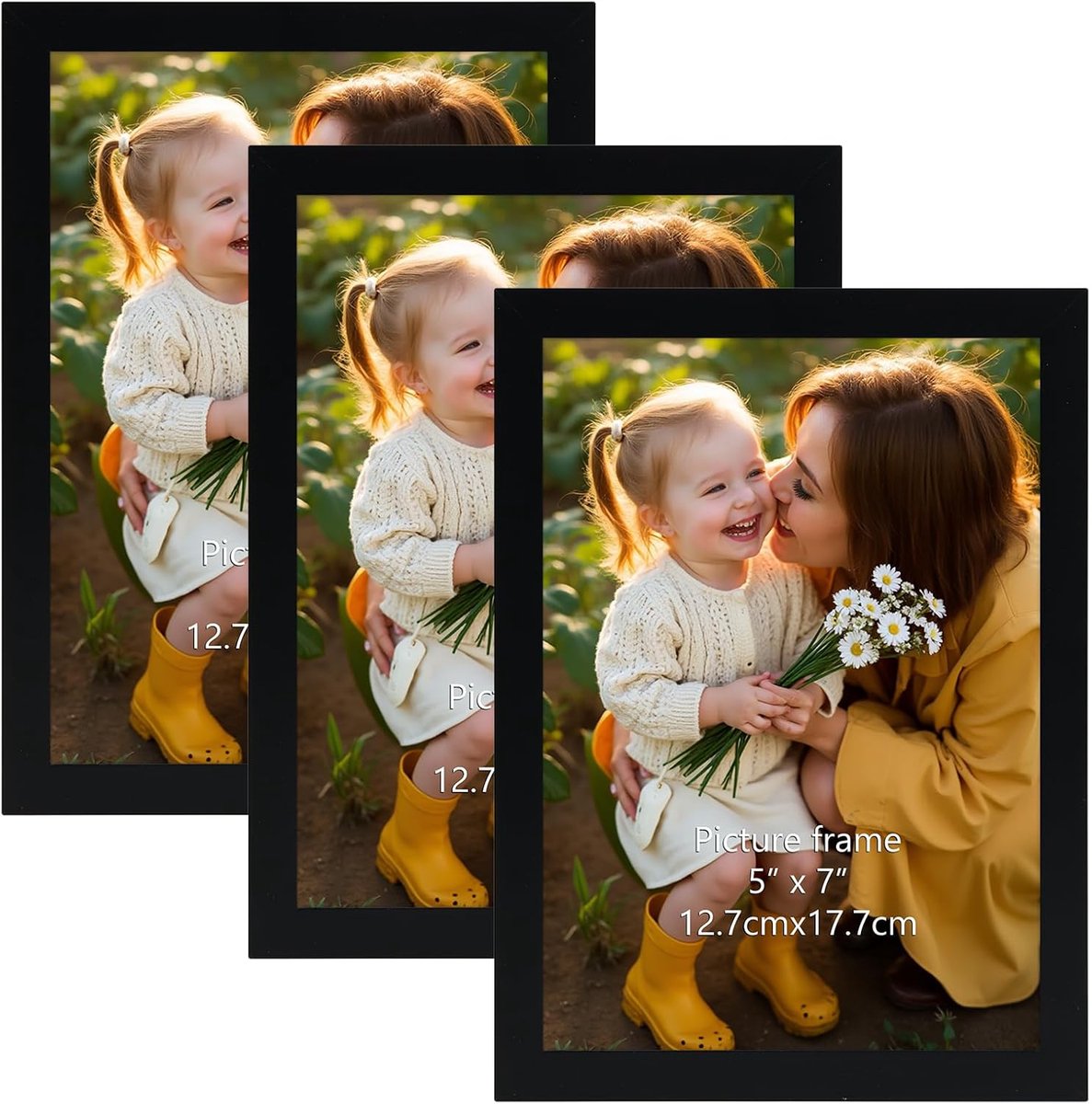 SnelShoppen - Set van 3 Fotolijsten 13x18 cm - Zwarte PVC Muurframes voor Foto's, Documenten, Posters en Afstudeerdiploma's - Stijlvol en Modern