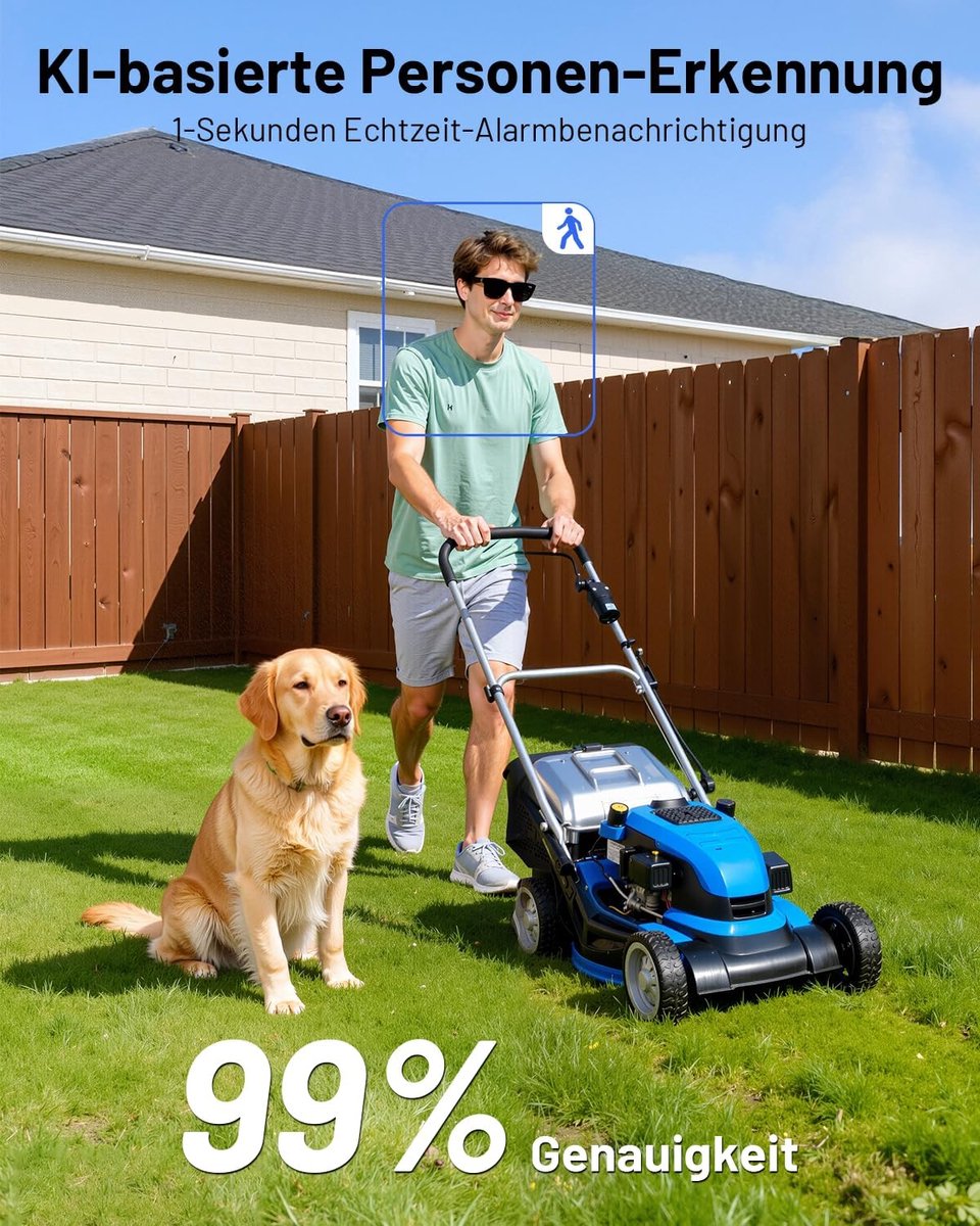 SnelShoppen - 2K Outdoor Beveiligingscamera Accu 360° PTZ Draadloze WiFi Buiten Camera met Zonnepaneel AI Detectie en Alarm Kleur Nachtzicht 2-Weg Aud