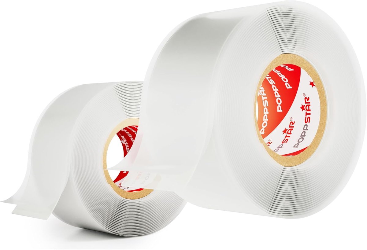 SnelShoppen - Poppstar Zelfafsluitende Silicone Tape, 3 m x 25 mm, Waterdichte Isolatietape, Transparante Sealing Tape, 2 Rollen, Voor Tuin, Keuken, W