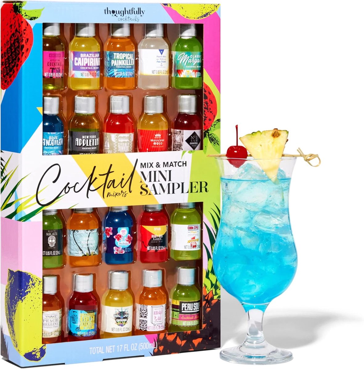 SnelShoppen - Mix & Match Cocktail Mixer Gift Set - 20 Flavors - Alcoholvrije Cocktailmixers voor Feest, Tuin, Keuken - Appletini, Margarita, Blue Haw