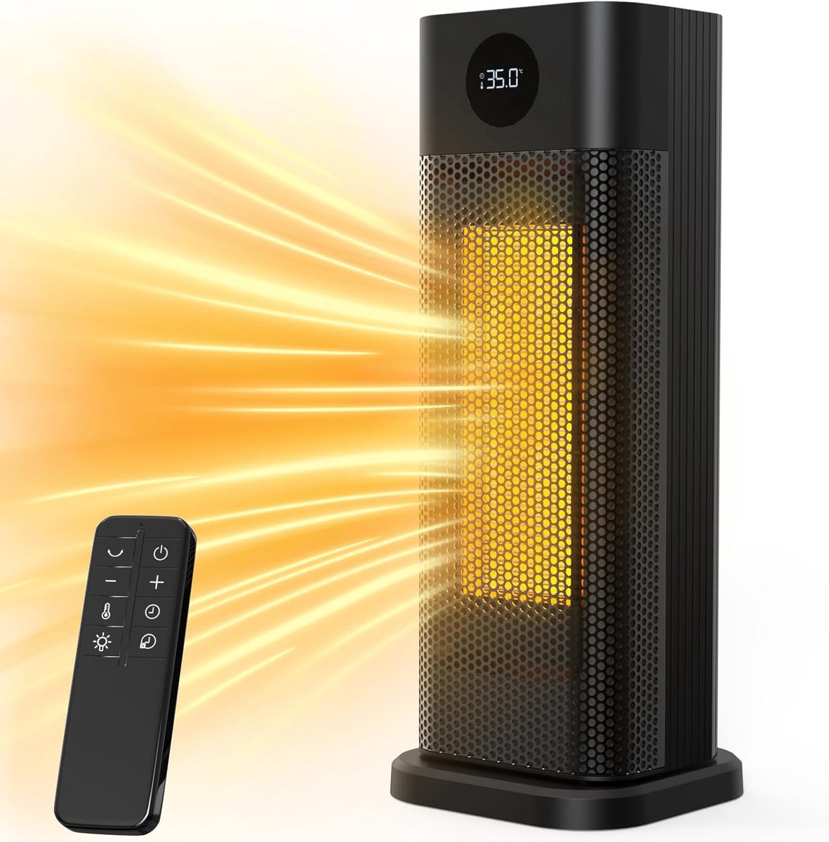 SnelShoppen - 2000 W PTC Keramische Ventilator Kachel, 3 Modi, Elektrische Kachel met Thermostaat, Afstandsbediening, Digitaal LED Display, 12 Uur Tim
