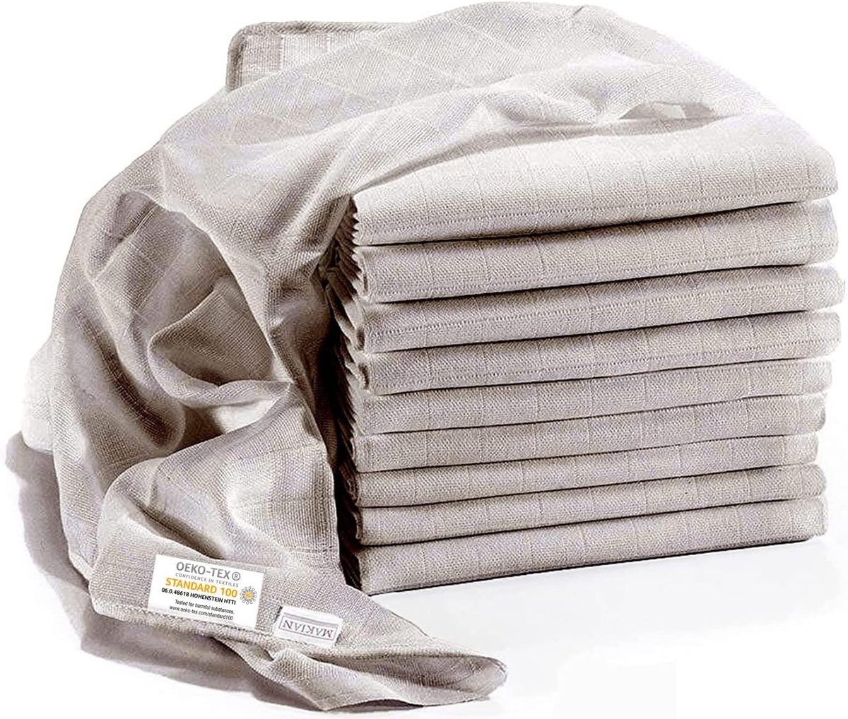 SnelShoppen - Mullluiers/Burp Cloths Set van 10, 80 x 80 cm, Oeko-Tex Standaard 100, Dubbelgeweven Katoenen Luierdoeken, Grijs, Ideaal voor Borstvoedi