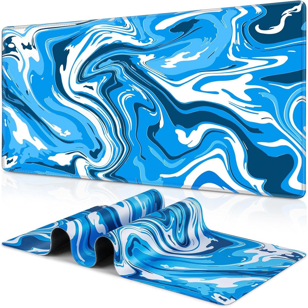 Thijox - Grote XXL Muismat Gamer 900x400mm met Randnaden, Antislip Rubber Basis, Blauw, Kantooraccessoires voor Gaming en Thuiswerk
