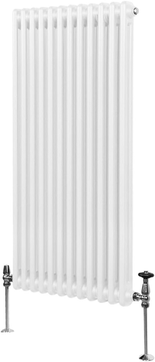 SnelShoppen - Traditionele 2 Kolom Radiator 1500mm x 562mm Modern Verwarming Verticaal Wandgemonteerd Glossy Wit Carbon Staal voor Woonkamer en Badkam