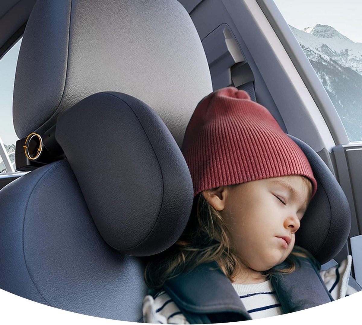 SnelShoppen - Car Headrest Opvouwbare Hoofdkussen voor Auto - Snel Installeren in 1 Minuut - Ergonomische Neksteun voor Kinderen en Volwassenen - Memo