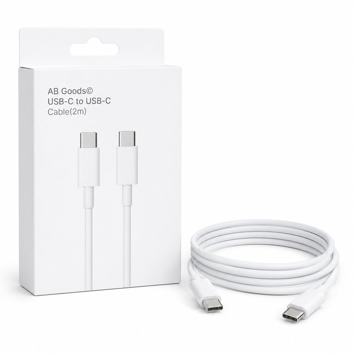 AB Goods USB-C 2 Meter Kabel - Geschikt voor Oplader iPhone ( 17 / 16 / 15 ) - 2 Meter USB-C Oplaadkabel - MFI-Gecertificeerd - Gevlochten Nylon Kabel