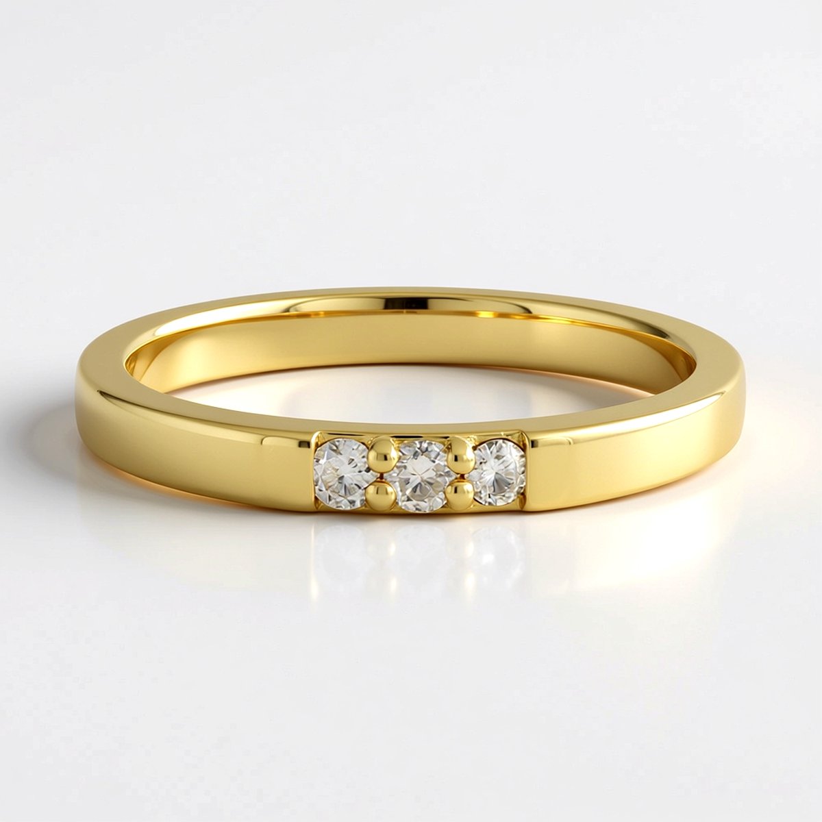 Cavill - 925 Sterling Zilver Vergulde Ring met 3 I3 (H) Diamanten - 0,081 Ct Ronde Briljanten - Luxe Verfijnde Damesring voor Dagelijks Gebruik