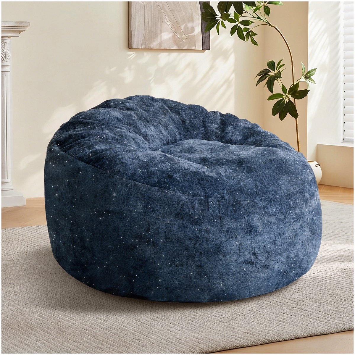 MODENUIT Zitzak 100 x 98 x 61 cm - Hoge Rugleuning En Diepe Zitting - Voor Woonkamer En Slaapkamer - Fluweel Blauw