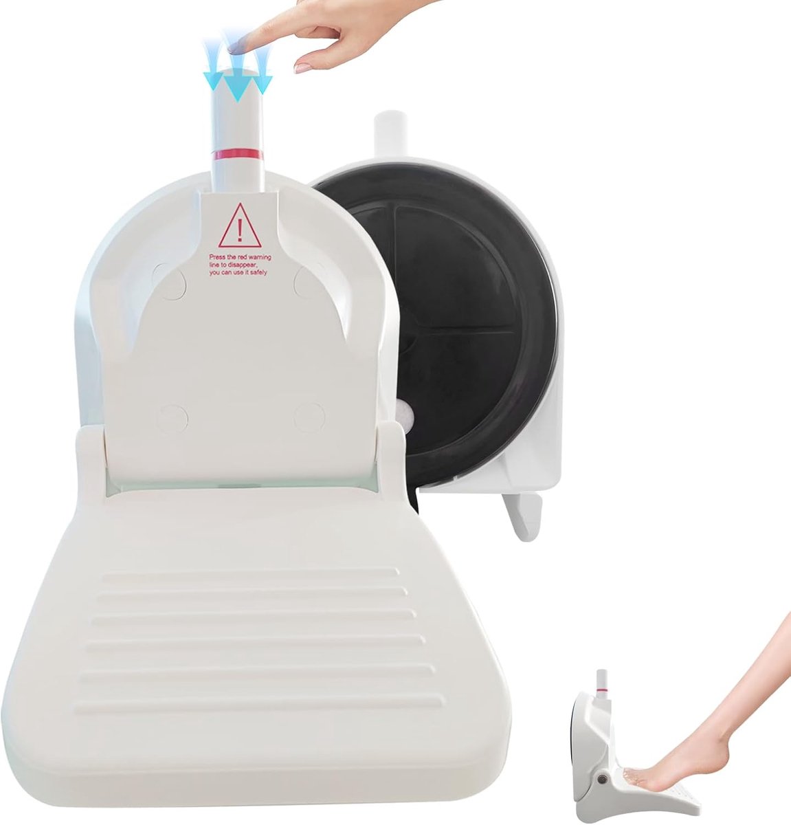 Thijox - Douchevoetsteun met Zuignap - Opvouwbare Voetensteun voor Badkamer en Douche - Handgreep Zonder Boren - 60cm Douchegreep - Badkamer Beenhulp
