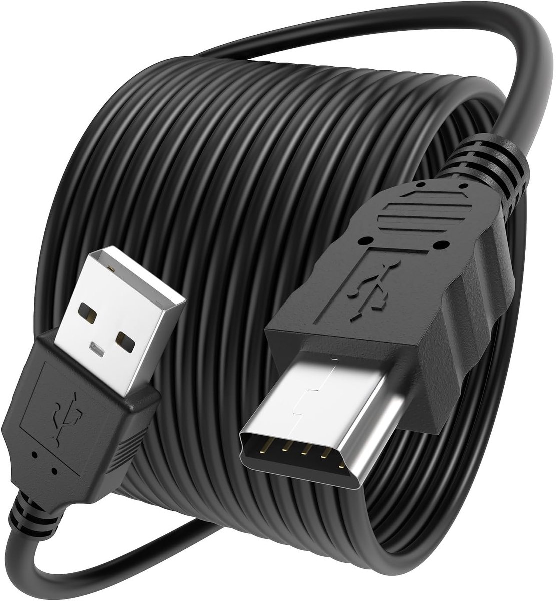 SnelShoppen - US USB Mini Kabel 3m - Zwart PVC - Compatibel met Algemeen - Perfect voor Thuis, Kantoor en Reizen - Duurzaam en Flexibel - 1 Pack
