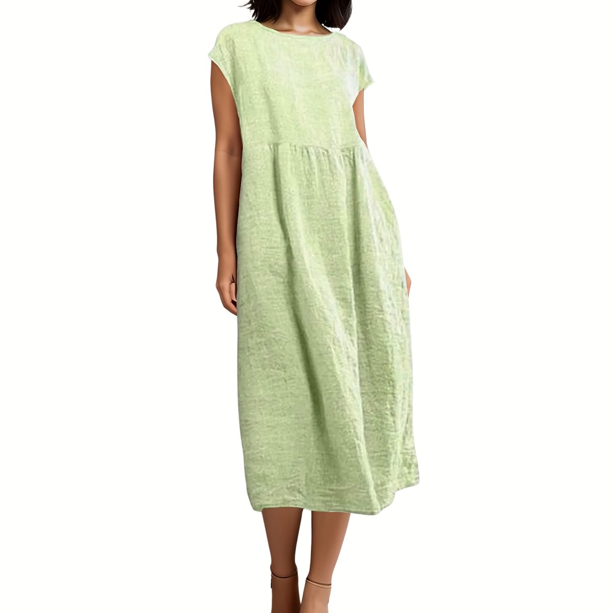 Currero Linnen Jurk Dames Blouse Zomer Shirt Jurkjes Voor Dames Ibiza Jurken Groenachtig Geel