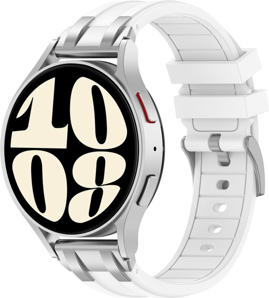 Stravo Premium 20mm Siliconen Horlogebandje – Geïntegreerde Metalen Connector – Geschikt voor Garmin Forerunner 70 / 170 / 55 / 165 / 245, Vivoactive 6 / 5 / 3, Venu SQ 2 en Samsung Galaxy Watch 7 / 6 / 5 / 4 – Wit