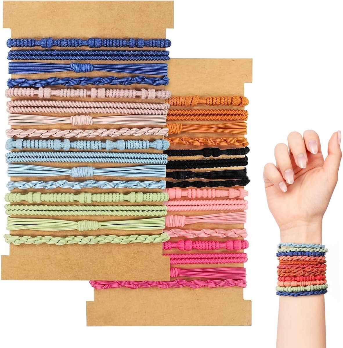 Thijox - Haargummi voor Dames, 32 Stuks Haaraccessoires, Elastieken en Scrunchies in Boheemse Kleuren, Perfect voor Feest, Dagelijks Gebruik en Kerstc