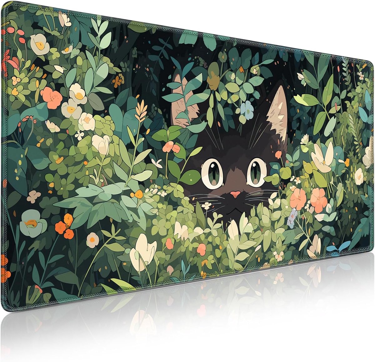 SnelShoppen - XXL Gaming Mouse Pad 900 x 400 mm, Desk Protector Mat met Non-Slip Basis, Voor Laptop, Muis en Toetsenbord, Kat Design, Comfortabele Gli