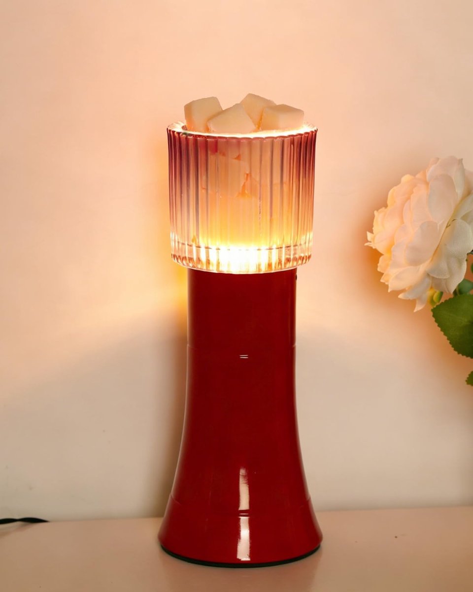 SnelShoppen - Elektrische Kaarsenwas Verwarmer Geurkaarsen en Essentiële Olie Branders, Decoratieve GeurLamp Zonder Vlam, Retro Rood voor Thuis en Cad
