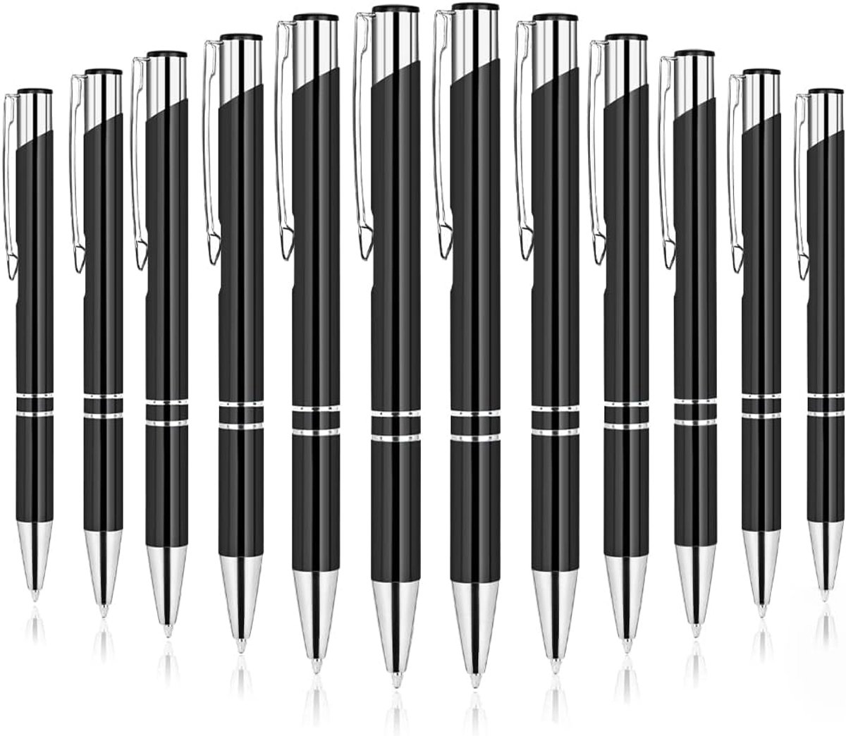 SnelShoppen - 12x Grappige Metalen Balpennen, 1.0mm Zwarte Inkt, Comfortabel Schrijven voor Werk, School en Thuis, Slimme Aluminium Balpen, Ideaal voo