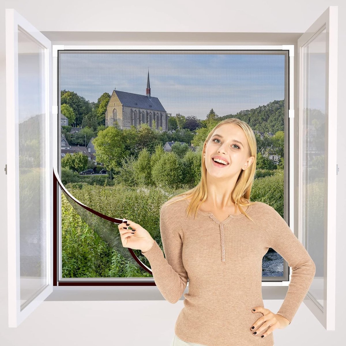 SnelShoppen - NeatiEase Verstelbare DIY Magnetische Raamdecoratie - Max 150x180cm - Geschikt voor Elke Maat - Wit Frame + Zwart Gaas - Ideaal voor Thu