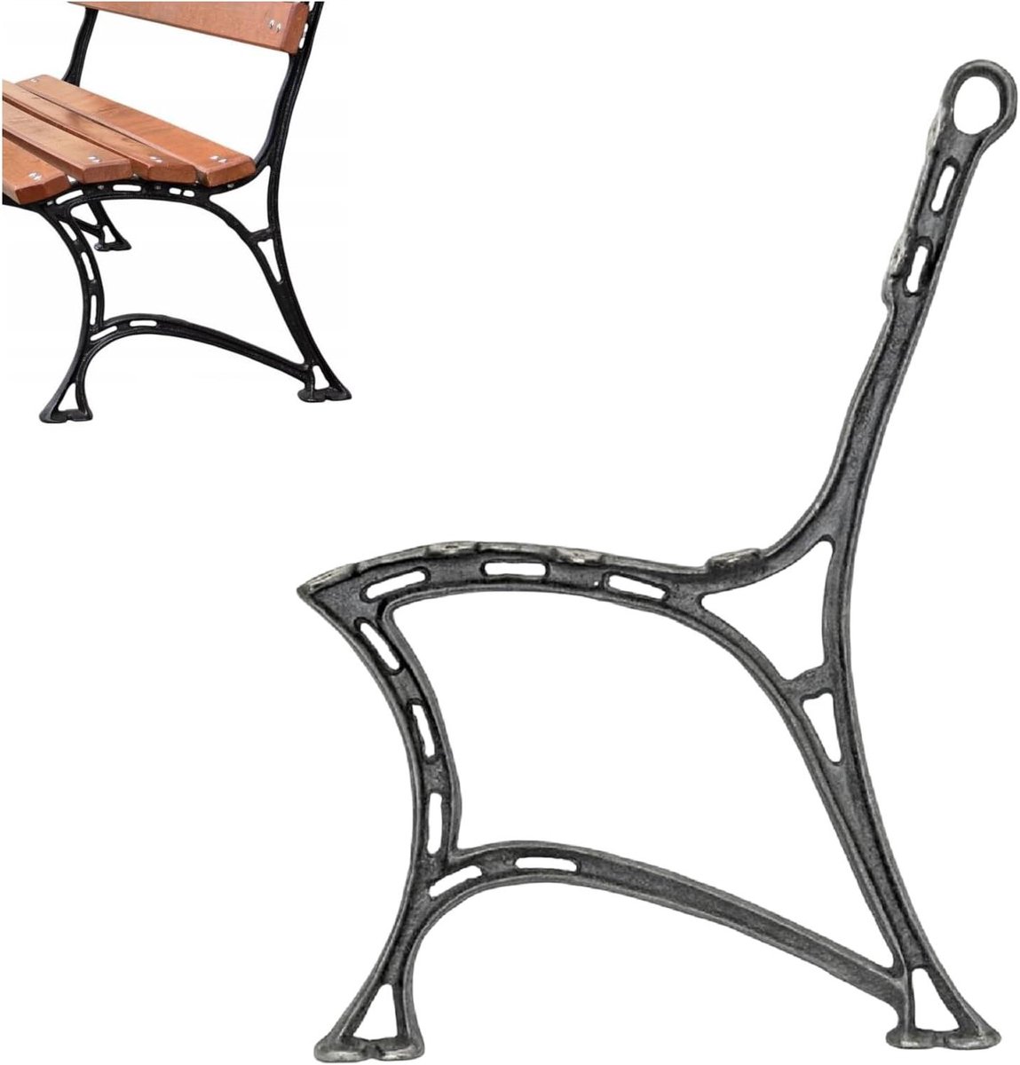 Bankvoet Gietijzer - Bankpoot Frame - Zelf Bank Maken - Met Rugleuning - 74 x 45 cm - Zwart