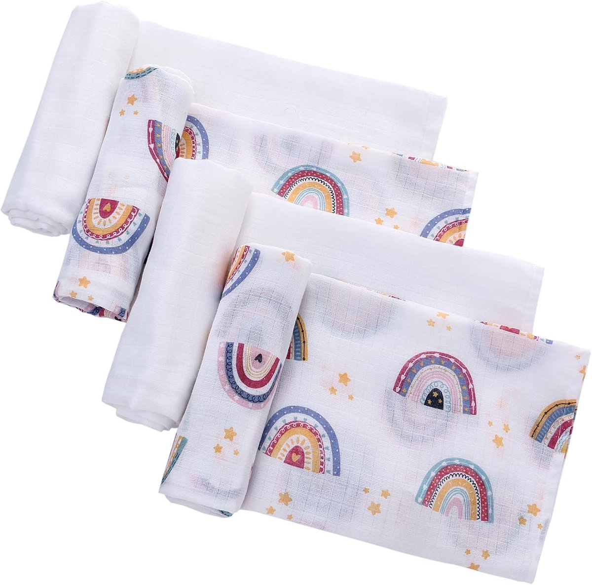 SnelShoppen - Lat Mousseline Doeken voor Baby's, 4 Stuks 70x70 cm, 100% Katoen, Zachte en Ademend Spuugdoeken, Inbakerdoeken voor Pasgeborenen