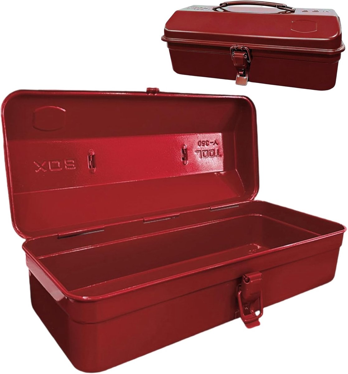 SnelShoppen - Multifunctionele Gereedschapskist Met Slotgesp, Lege Robuuste Metalen Opslagkist, 37x16x12 cm, Rood, Voor Tuin, Vrachtwagen, Kelder