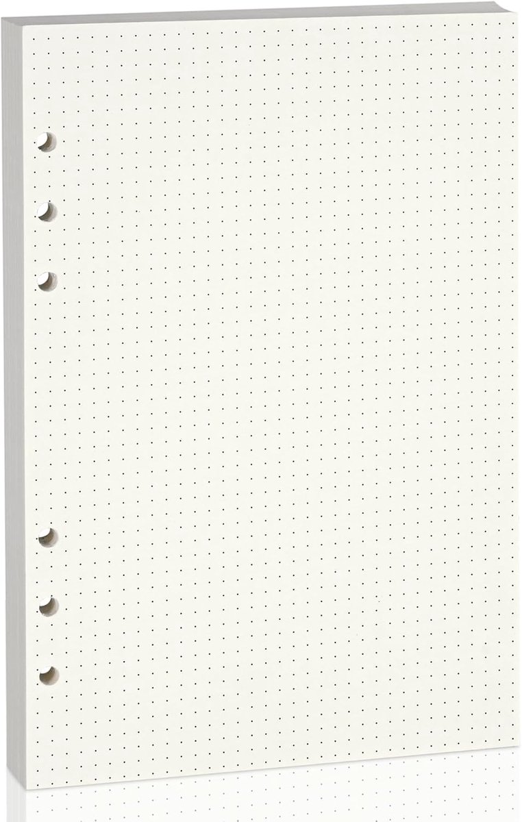 SnelShoppen - A5 6-gaats Gestippelde Lijn Navulpapier - 80 Vellen Beige - Ideaal voor Studie, Werk, Dagboek, Budgetplanning - Losse Blad Planner Inser